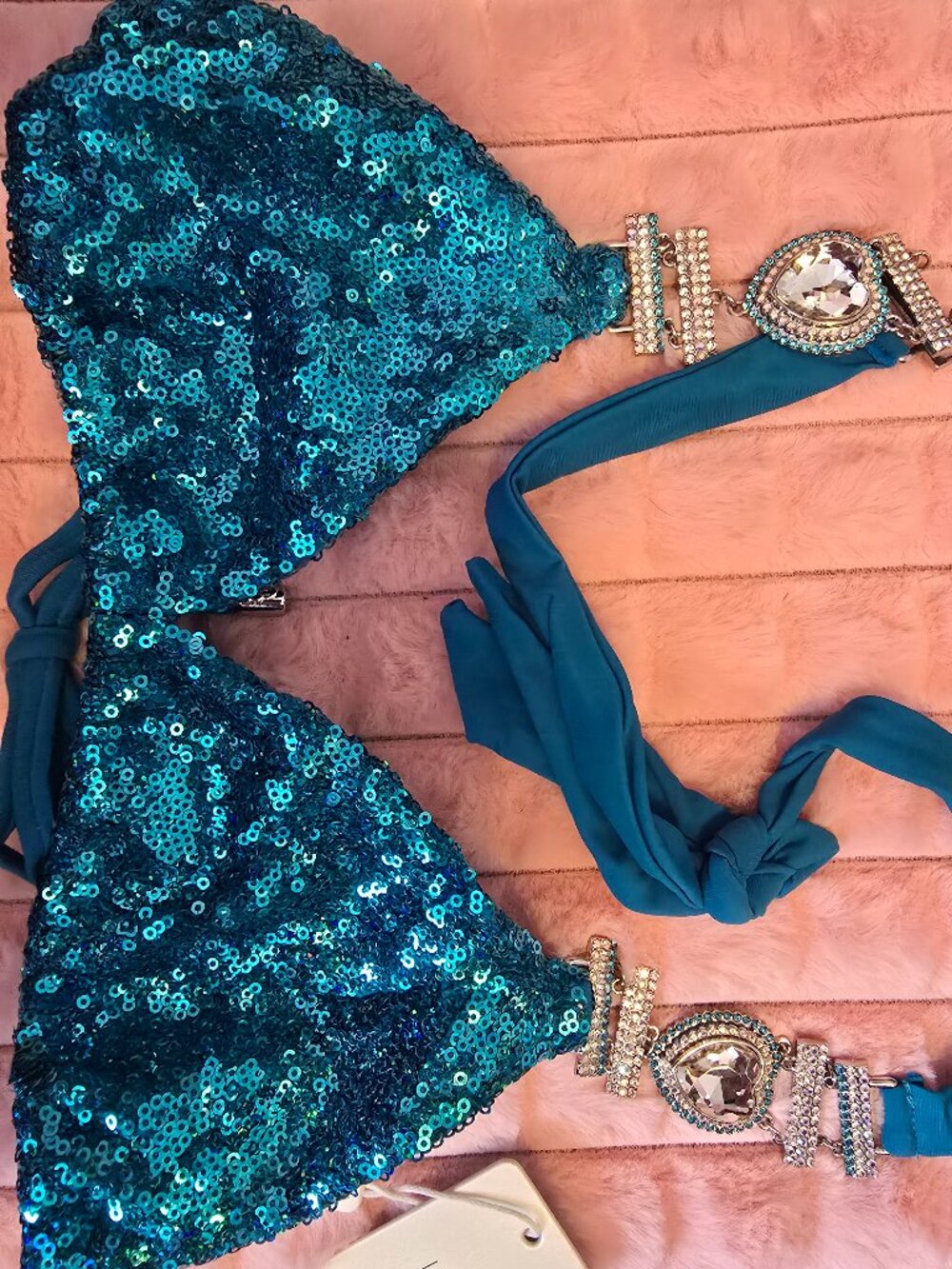 Teal Sequin Swim top
